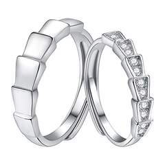 Pair of Matching Couple's Rings for Childhood Sweethearts, Instagram Trendy Bamboo Couple's Ring Gift, Diamond-Embedded Serpent-Shaped Couple's Ring, Wholesale