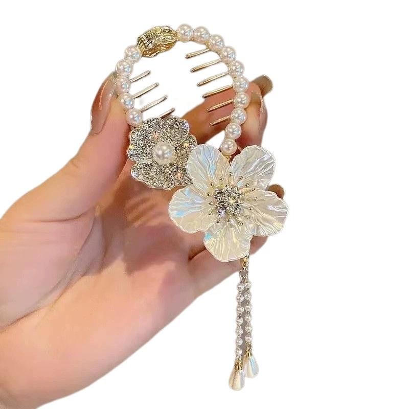 Hairgrip with tassels, orchid, clips included, high-quality style