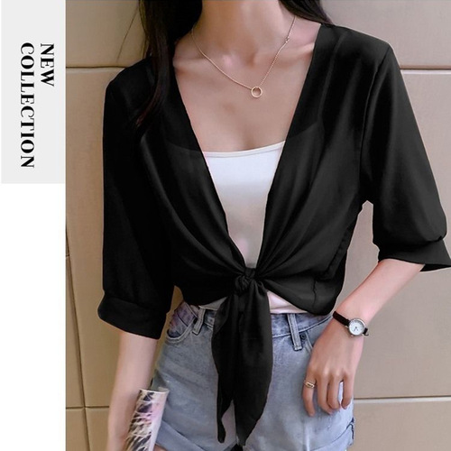 Summer Korean style loose long-sleeved cardigan jacket women's shirt Southeast Asian women's solid color thin windbreaker sun protection clothing for women