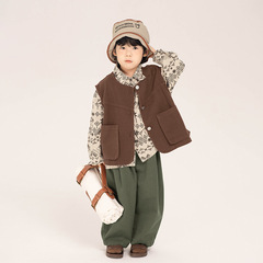 Changguo Children's Outerwear Vest for Boys, Autumn/Winter Coat, Children's Spring/Autumn Vest, Small/Medium Kids' Fashionable Backless Sweatshirt Outerwear