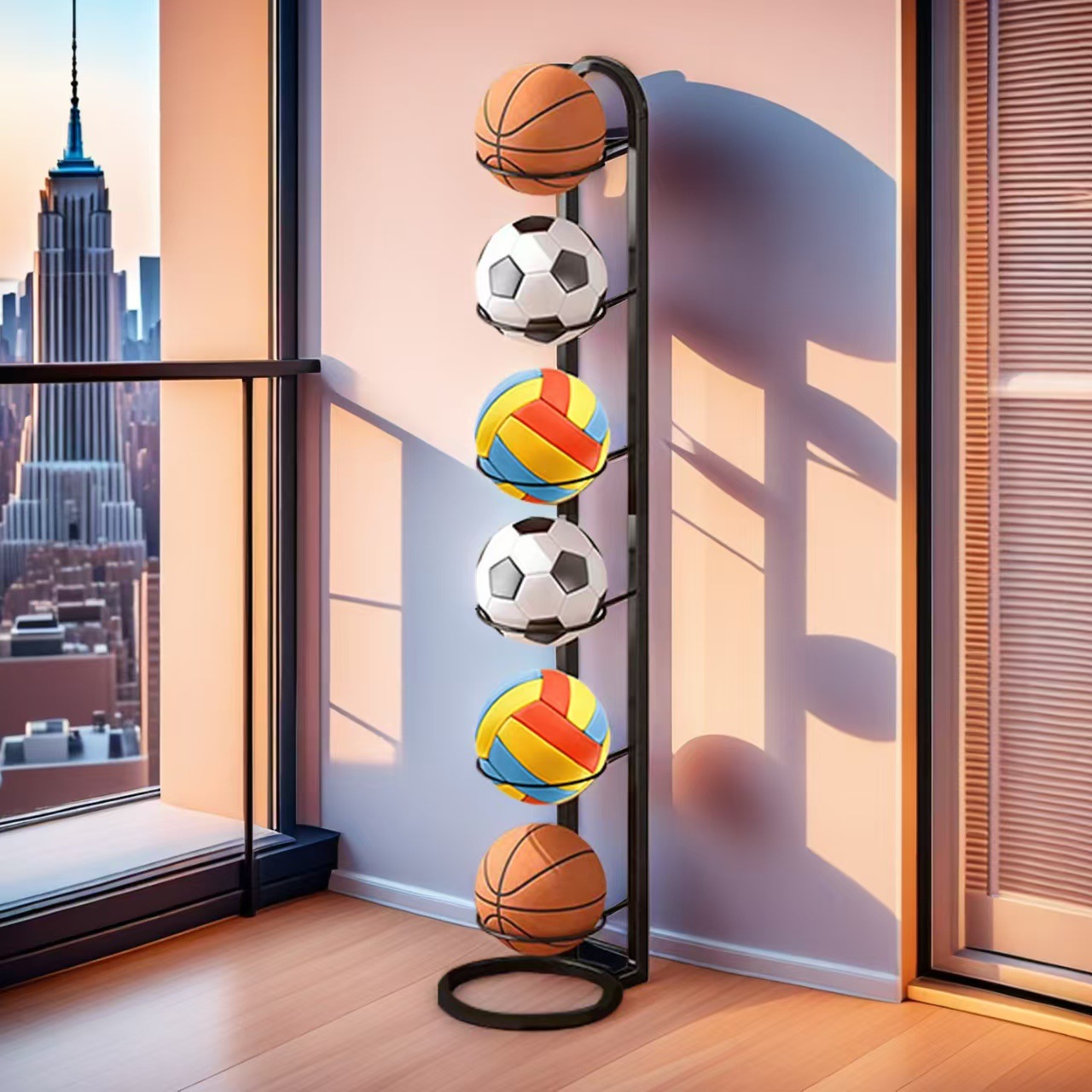 Cross-Border [Round Bottom Thickened Model] Basketball Storage Rack Household Simple Football Volleyball Storage Artifact Basket