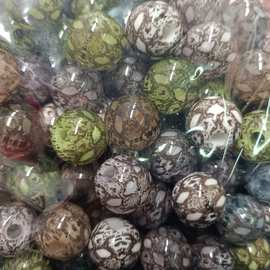 16mm个性烤漆蟒蛇纹直孔圆珠 DIY手工串珠散珠串笔手机链饰品配件