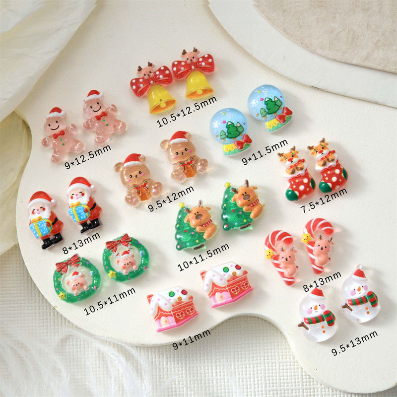 Christmas Cartoon Nail Art Accessories Santa Claus Wreath Bells Resin Nail Decorations Earrings Nail Accessories Christmas Cartoon Nail Art Accessories Santa Claus Wreath Bells Resin Nail Decorations Earrings Nail Accessories