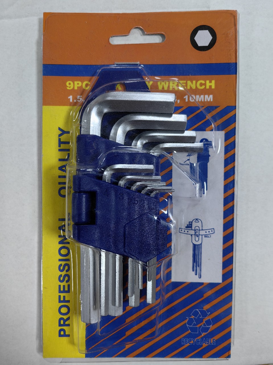 工厂热销款9件套L型短款内六角扳手