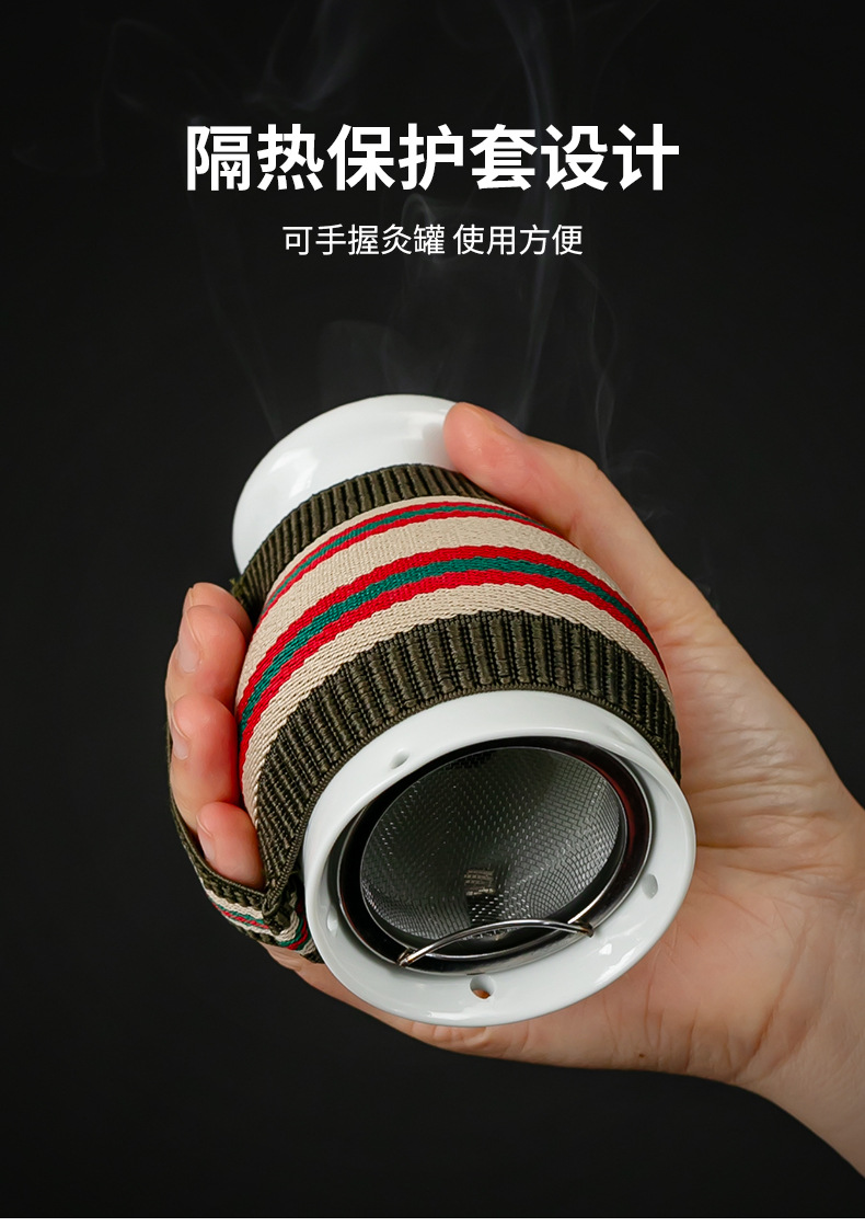 Ceramic Gua Sha Moxa Jar with Lotus Grain Sleeve for Back Massage and Warm Moxibustion specifications