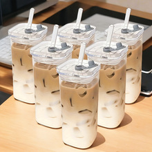 A 12762 Square Glass Cup With Lid ���δ��ǲ���ˮ���羳��