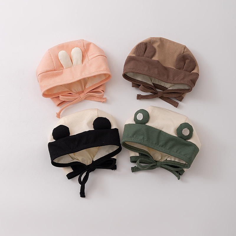 Sombreros para bebés primavera y otoño algodón delgado 6 - 12 meses pequeños lindos bebés super lindos gorras para los oídos bebé