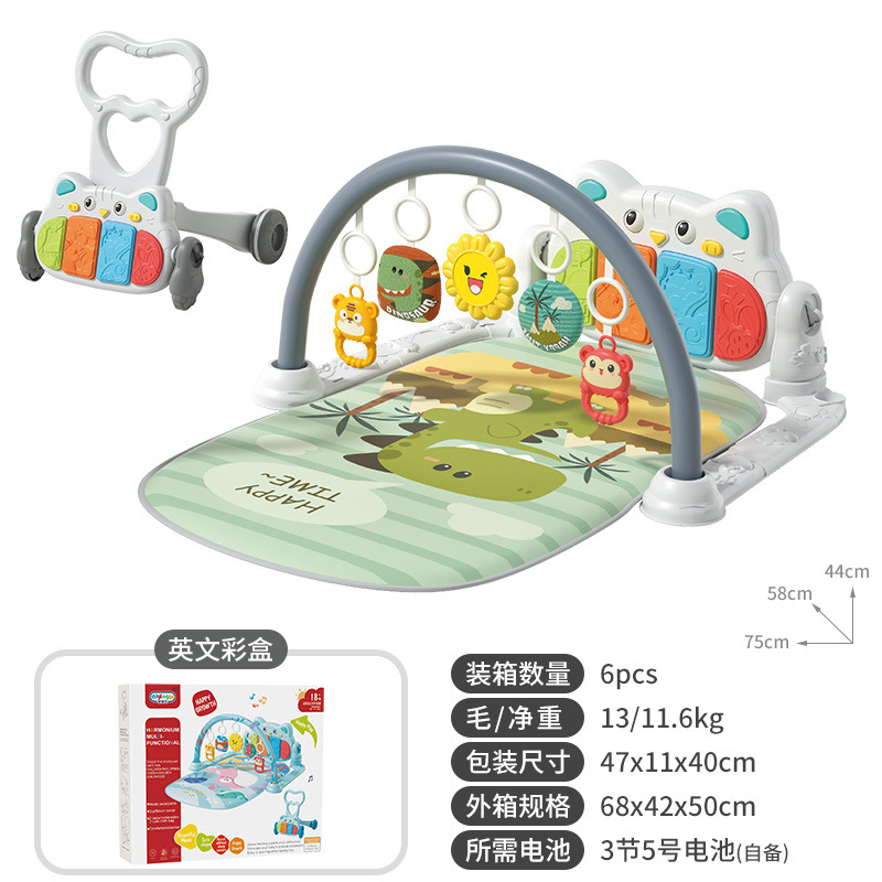 Baby 2 en 1 gimnasio caminante juguetes para bebés recién nacidos música pedal para aprender a caminar combinación de carro