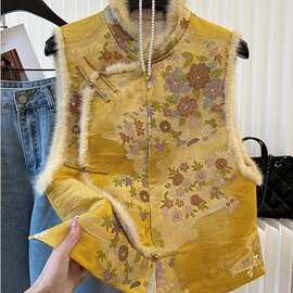 新中式马甲女外穿秋冬加厚保暖唐装中国风马夹新年过年拜年服背心