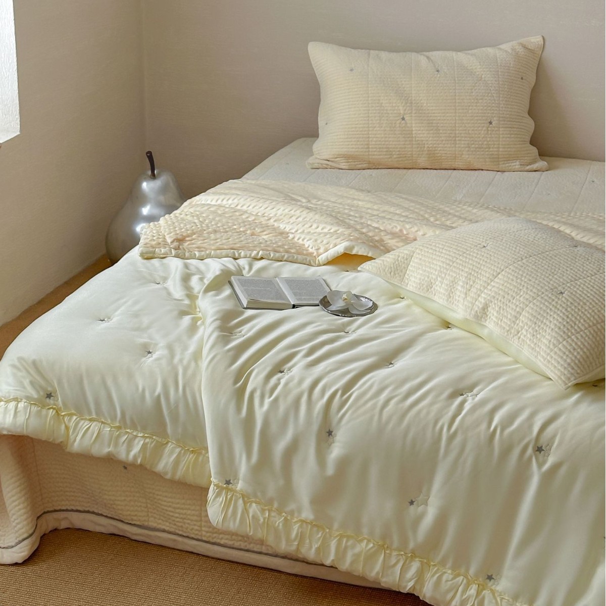 满天星韩式秋冬莫代尔+宝宝绒床盖 豆豆被床盖四件套  单品绒床盖