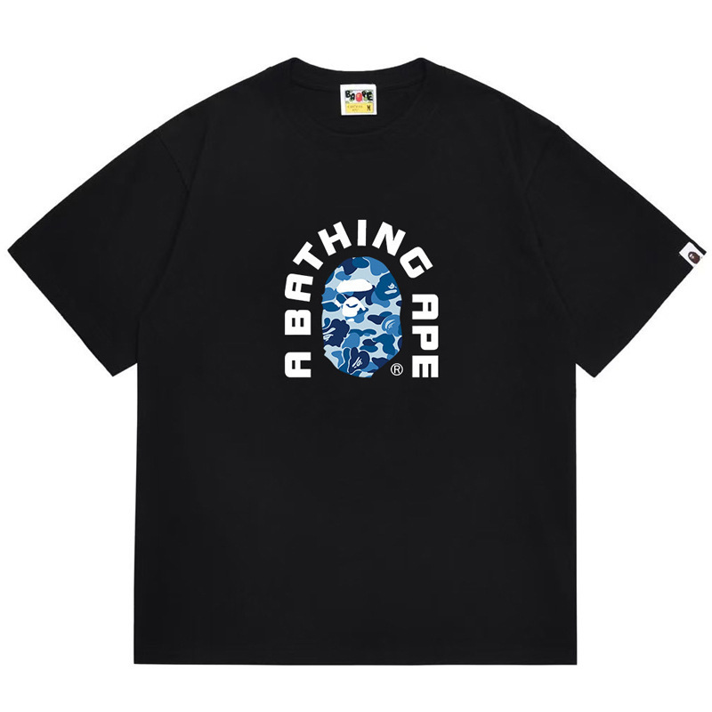 Summer Trendy Brand New Ape Head Pure Cotton Bape Couple Student T-Shirt Loose Fit Cross-Border Foreign Trade Short Sleeve