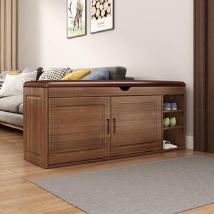 New Solid Wood New Chinese Style Shoe Cabinet Home Door Shoe Changing Stool Solid Wood Shoe Stool Entry Shoe Rack Multi-Layer Storage Cabinet