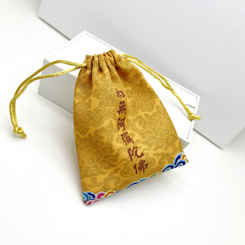 热转印印花束口袋手串佛珠仿麻束口袋彩色图案绒布袋饰品礼品袋子