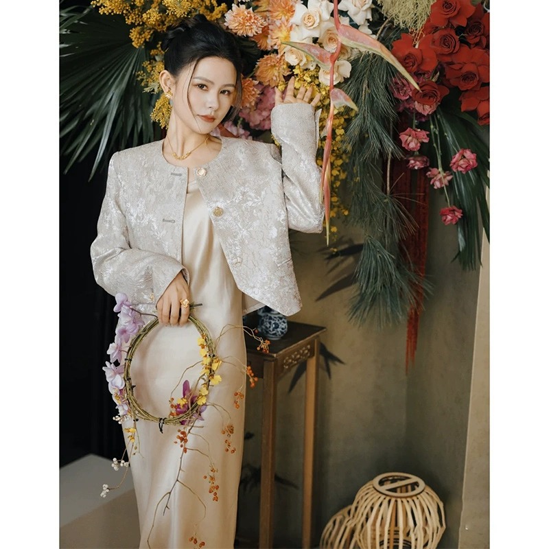 Champagne-Colored Toast Dress, Bride's Engagement Evening Gown, Women's 2025 New Suit Dress, Can Be Worn Casually, A-Line Style