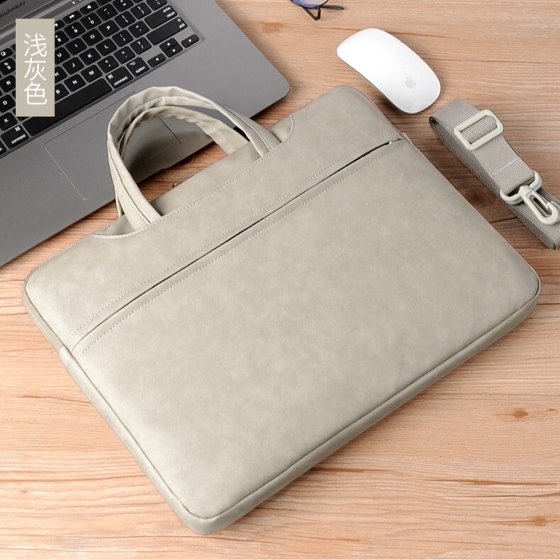 Wear-Resistant Leather Laptop Bag Women's Tablet iPad Protective Bag Pu Leather Notebook Liner Bag Lightweight Shoulder Bag