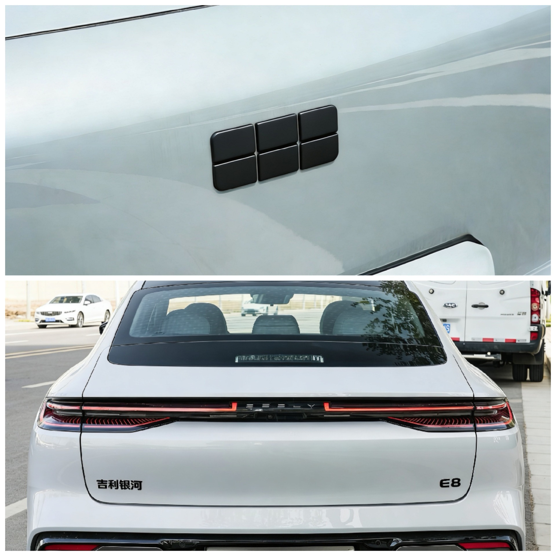 Suitable for Geely Galaxy E8 car rear emblem sticker, personalized blackened modification, Black Warrior, non-destructive coverage, non-destructive installation