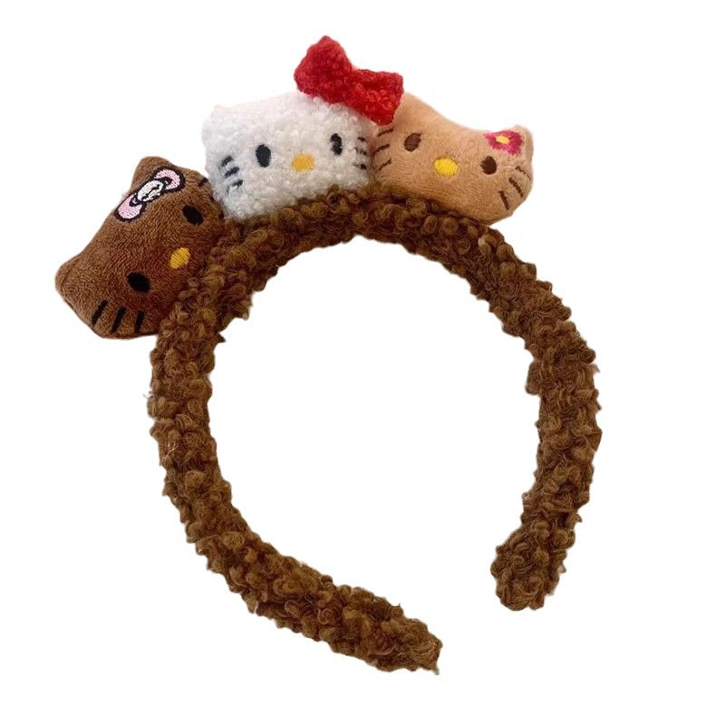 2024 nuevo lindo gato kt presión cabello lavado facial especial cabello de cabeza para mujeres de alto cráneo cabello de cabeza de cabeza de pelusa de otoño pasador de pelo