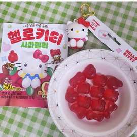 韩国进口seoju西洲三丽鸥凯蒂猫苹果味果汁软糖联名糖果43g*10包