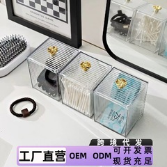 化粧綿収納ボックス、綿棒ボックス、化粧台、イヤリング、口紅、ヘアアクセサリー、綿棒、デンタルフロスボックス、透明収納