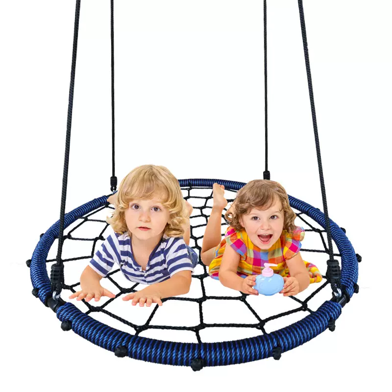 供100cm鸟窝绳网秋千户外全蓝黑吊床儿童游乐圆形室内攀爬运动摇