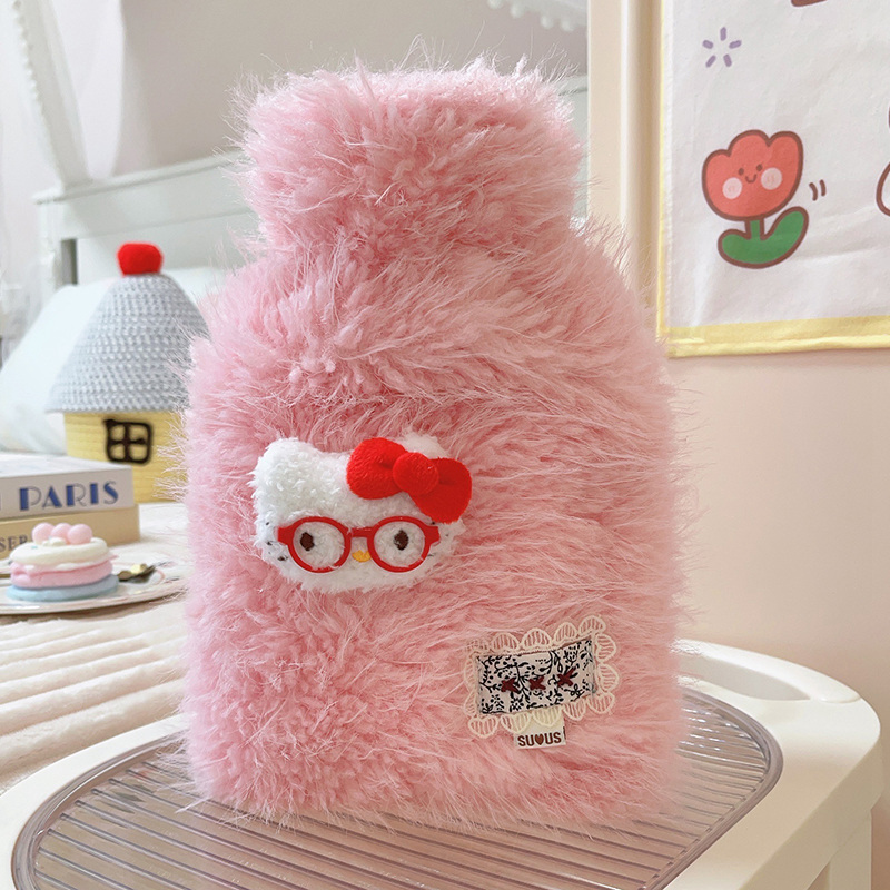 Cartoon lindo bolsas de agua caliente de peluche de invierno para mujeres más bolsas de mano calientes de peluche inyección de agua caliente abdomen caliente bolsa de agua caliente