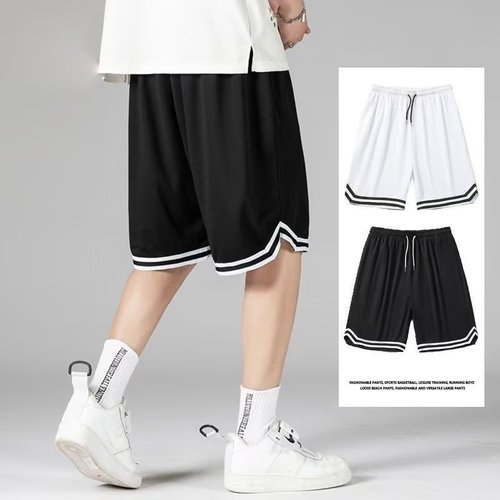 Men's Summer Thin Loose Basketball Shorts, Fashion Brand Ice Silk Quick-Dry Casual Five-Finger Shorts