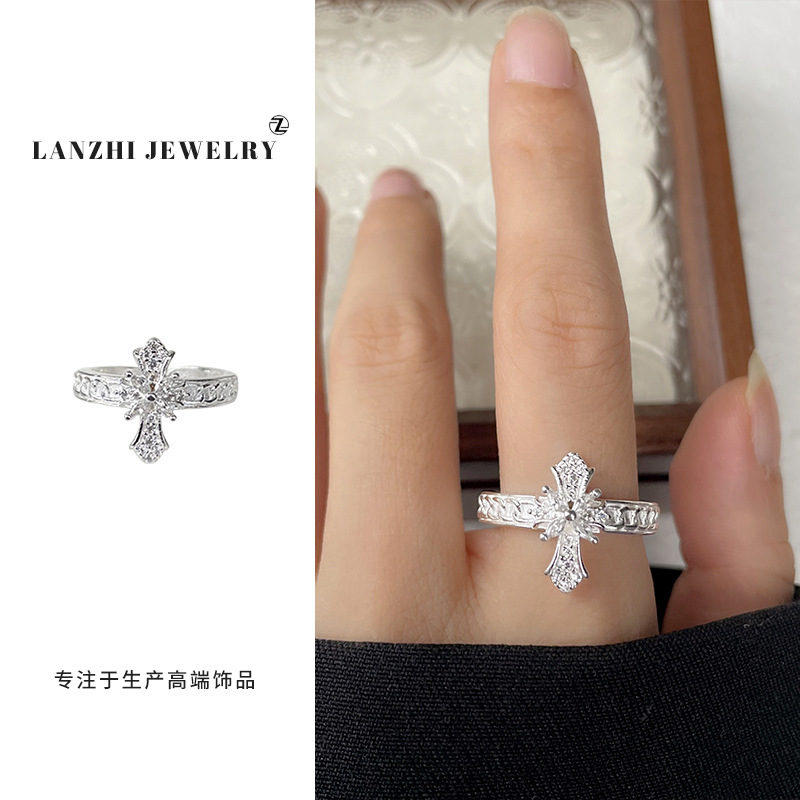 Lan Zhi 925 anillo de plata esterlina personalidad punk exagerado diseño joyería hip hop anillo abierto no desvanecimiento nicho