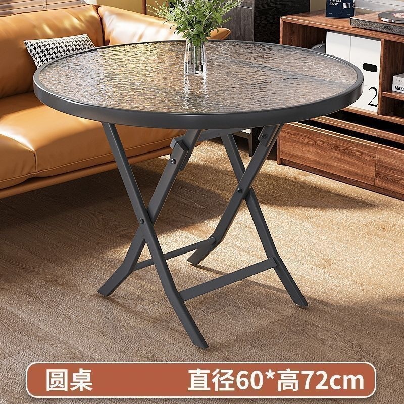 Mesa de comedor redonda al aire libre mesa de vidrio pequeña mesa de comedor doméstica silla portátil mesa cuadrada mesa plegable simple image 8