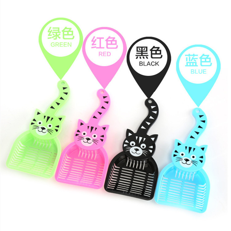 Suministros para mascotas transfronterizo Amazon gato limpieza pala gato cola patrón de dibujos animados multi-color tofu gato arena pala