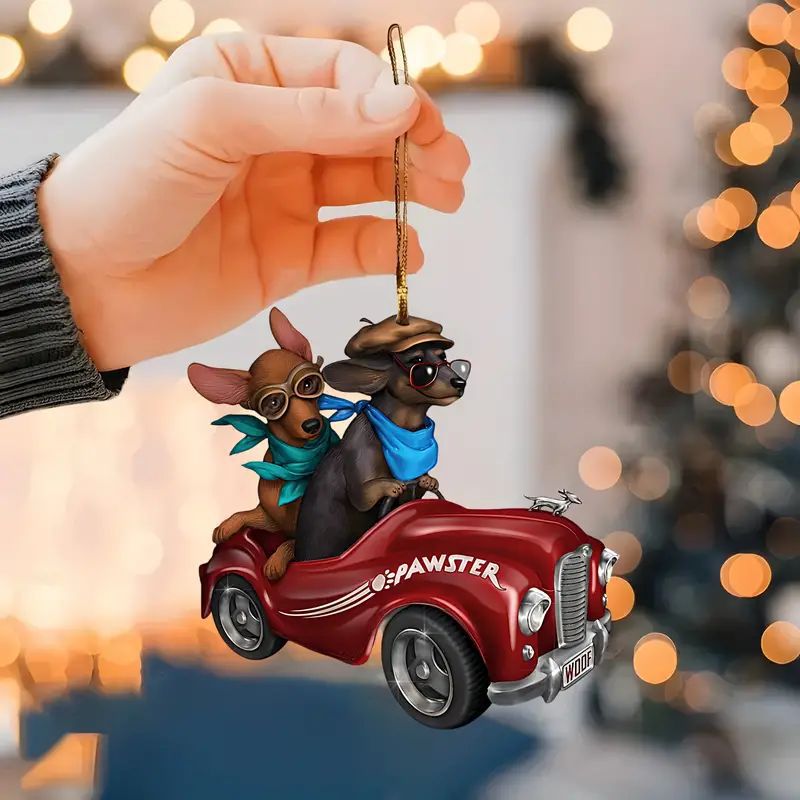 2D nuevos productos cool conducir perro hermano acrílico fiestas colgante plano transfronterizo colgante mochila colgante