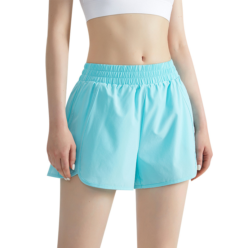 Wiman falso de dos pantalones deportivos de mujer con bolsillo suelto, rápido secado, anti-perder, pantalones cortos de ejercicio de verano