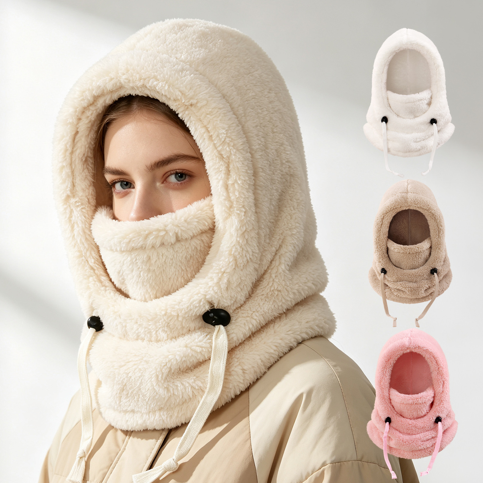 New Hat Women's Autumn and Winter Warm Cycling Windproof and Cold-Proof Hat Balaclava Face Protection Mask for Adults