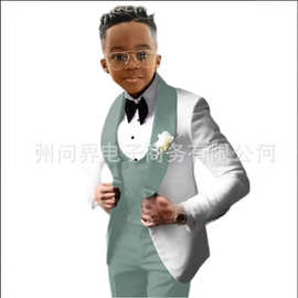 新款亚马逊男孩西装套装派对表演西服西装婚礼套装生日宴会西装