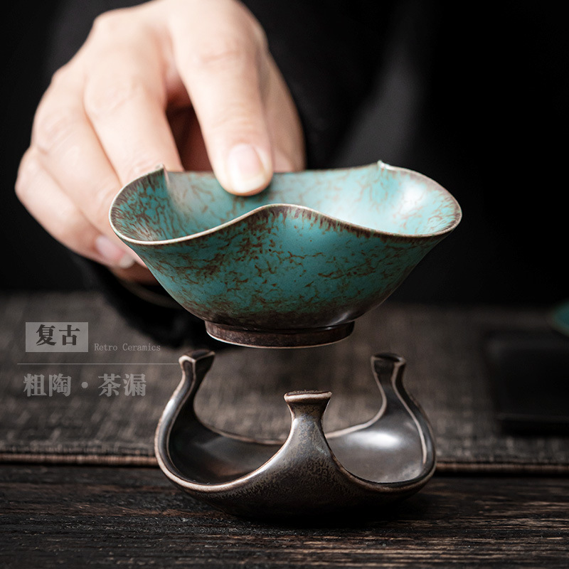 Jianying vintage colador de té de cerámica colador de té de Kung Fu juego de té colador de residuos de té colador de té base