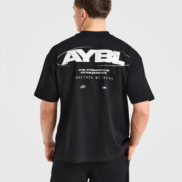 Aybl American-Style Men's Oversized T-Shirt Fitness Sports Cotton Round-Neck Short-Sleeved Training T-Shirt