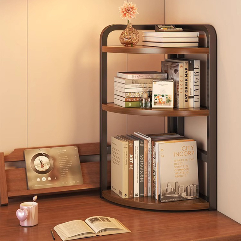 Bookshelf Desktop Storage Rack Simple Table Corner Storage Rack Household Corner Corner Small Bookcase Triangle Organizer
