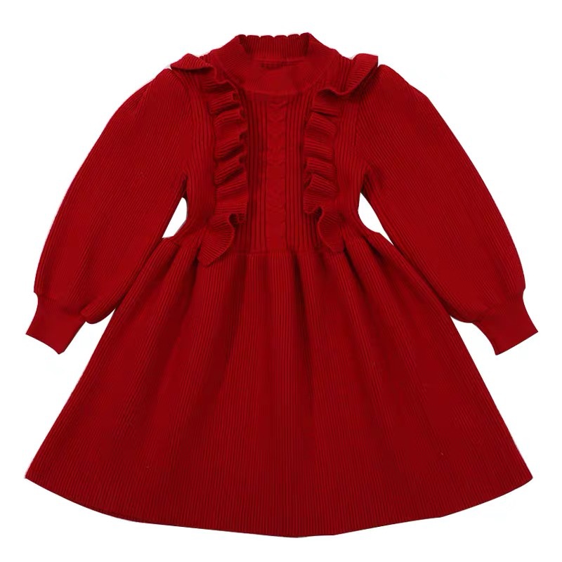 Rochie de crăciun din lână pentru fetițe stil prințesă_voghion.com