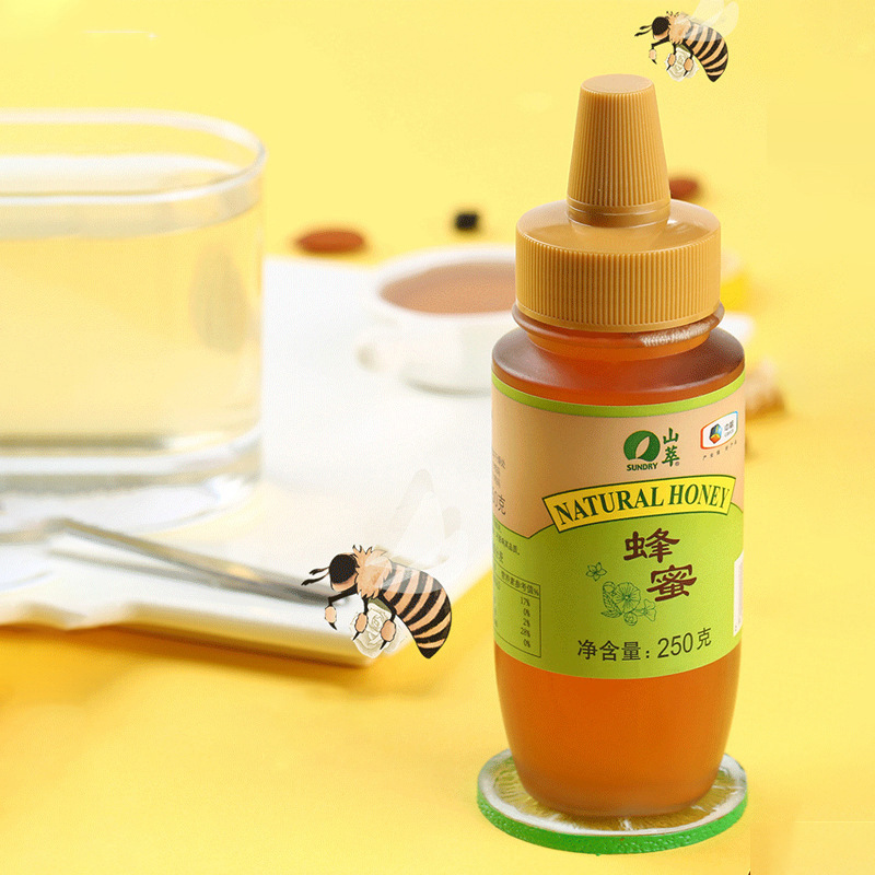 Cofco Shan Cui Honey 250g New Date Portable Squeeze Plastic Bottle for Instant Drinking, Half a Pound of Mixed Flower Honey