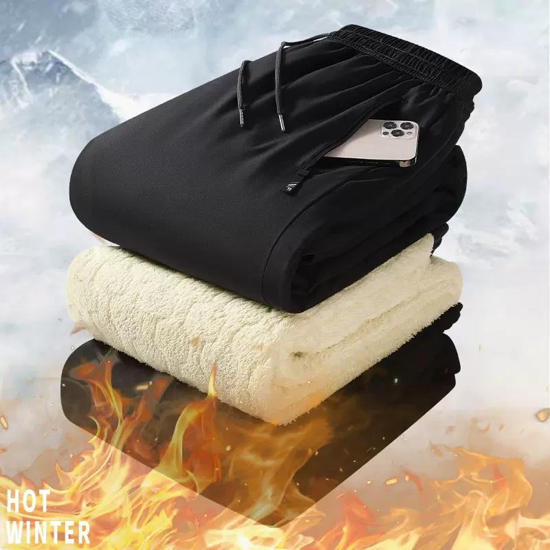 冬季棉裤男加肥加大码羊羔绒加绒加厚冬季外穿保暖宽松直筒休闲裤