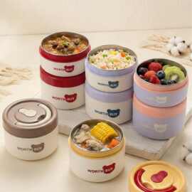 严选学生上班族便携餐盒新款多巴胺饭盒微波加热保鲜盒多用汤罐