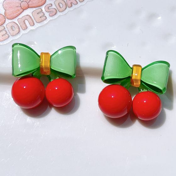 Resin accessories wholesale diy handmade hair clip phone case diy material earrings pendant shoe buckle semi-three-dimensional Cherry
