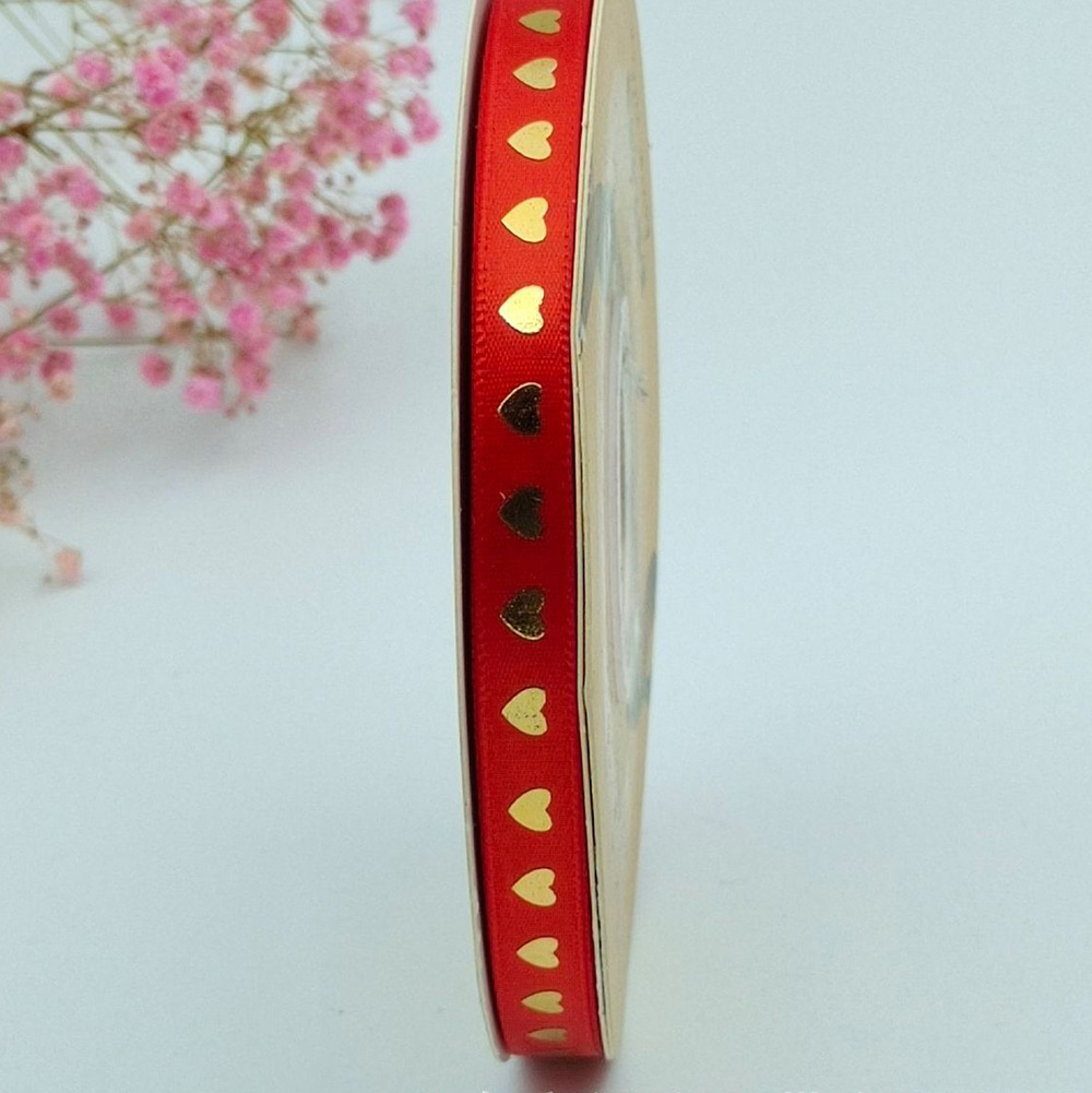 1cm en forma de corazón Cinta de Oro bandeja de barra cinta hecha a mano flor cinta de regalo caja de embalaje al por mayor especial