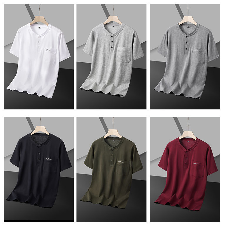 Middle-aged Men's Cotton Short-sleeved T-shirt plus size Loose Summer Casual Breathable Sweat-absorbent Cotton Old Man T-shirt for Dad
