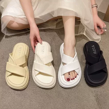Slide platform, slippers, summer beach footwear, 2025 years