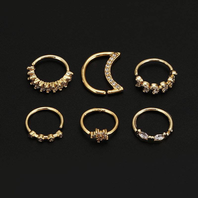 Simple Style Star Copper Inlay Zircon Nose Ring display picture 5