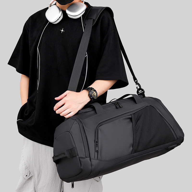 Bolsa de viaje simple de atmósfera negra de gran capacidad de ocio bolsas deportivas de fitness para hombres pueden ser bolsas de moda de doble espalda
