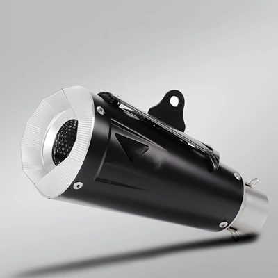 Suitable for ZX6R 10R Z750/800 motorcycle sports car modification AR short stainless steel carbon fiber exhaust pipe (Motorcycle exhaust pipe) - black-body-silver-cover-laser-mark