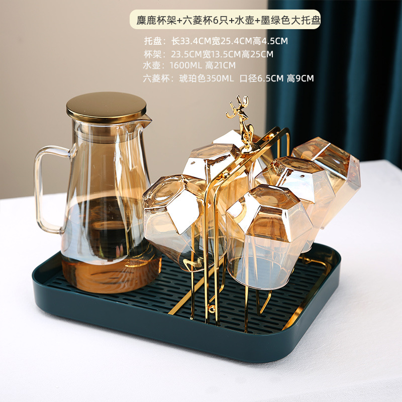 墨绿盘+架+杯+壶