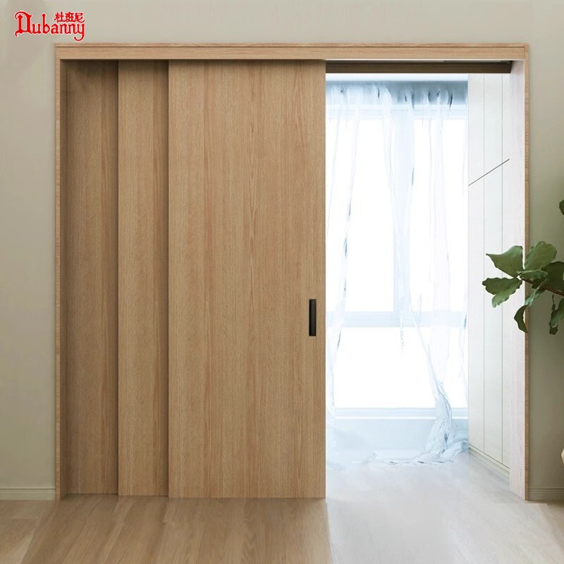 Three-Link Sliding Door Balcony Study Kitchen Wooden Door Bedroom Cloakroom Invisible Folding Sliding Door Partition Door