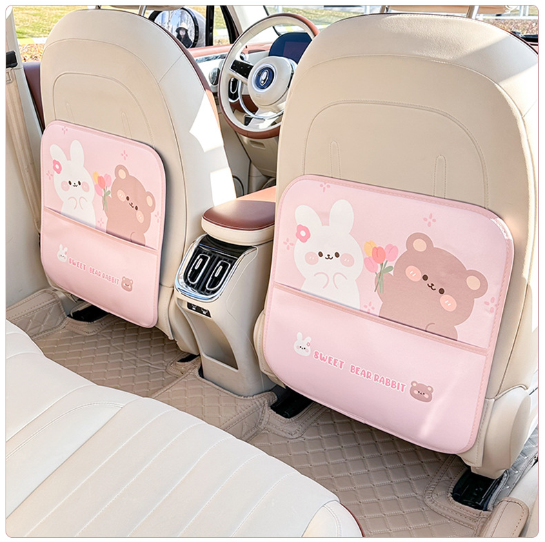 Car anti-kick pad creative multifunctional car chair back anti-dirty wear-resistant tulip bear rabbit cute car anti-kick pad
